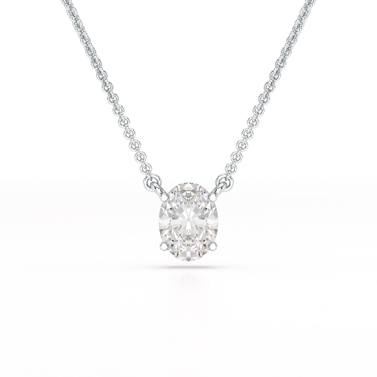 1 CT Oval Lab Grown Diamond Solitaire Pendant