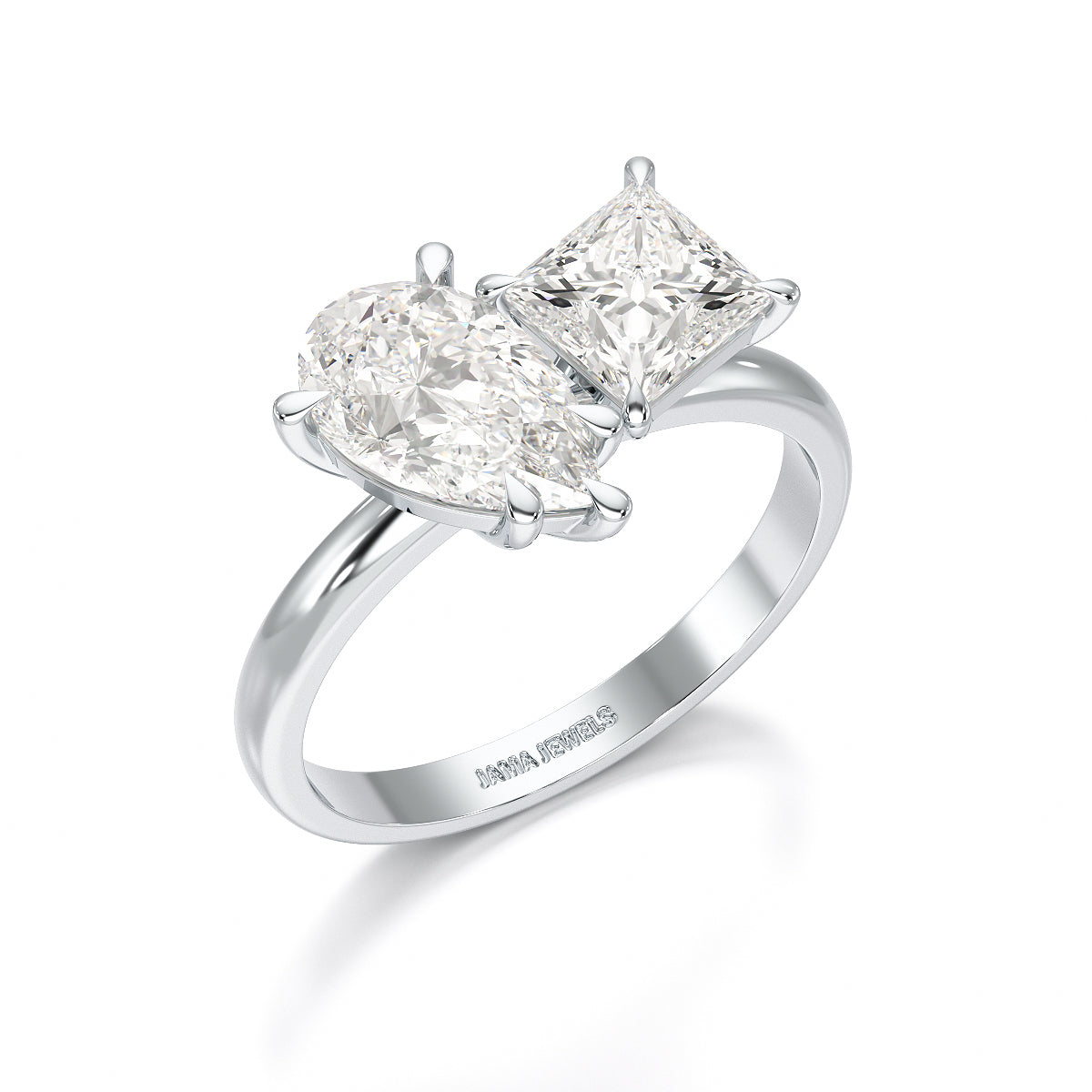 2.5 CT Pear and Princess Cut Lab Diamond Ring