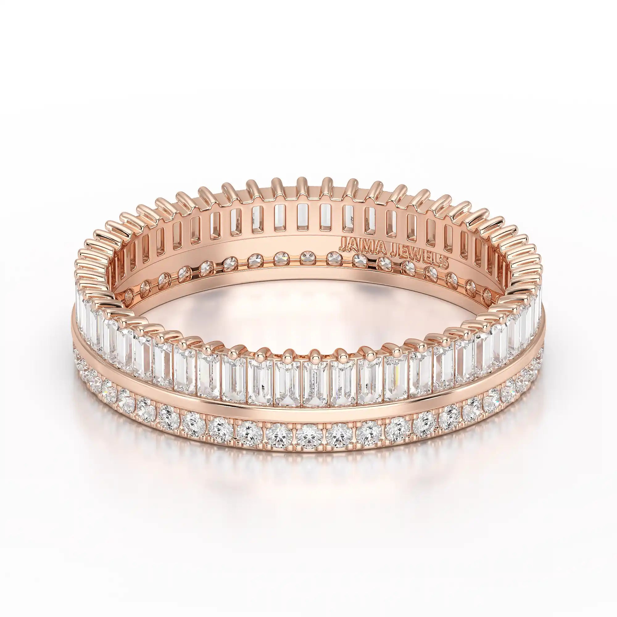 1.10 CT Baguette and Round Cut Diamond Eternity Ring