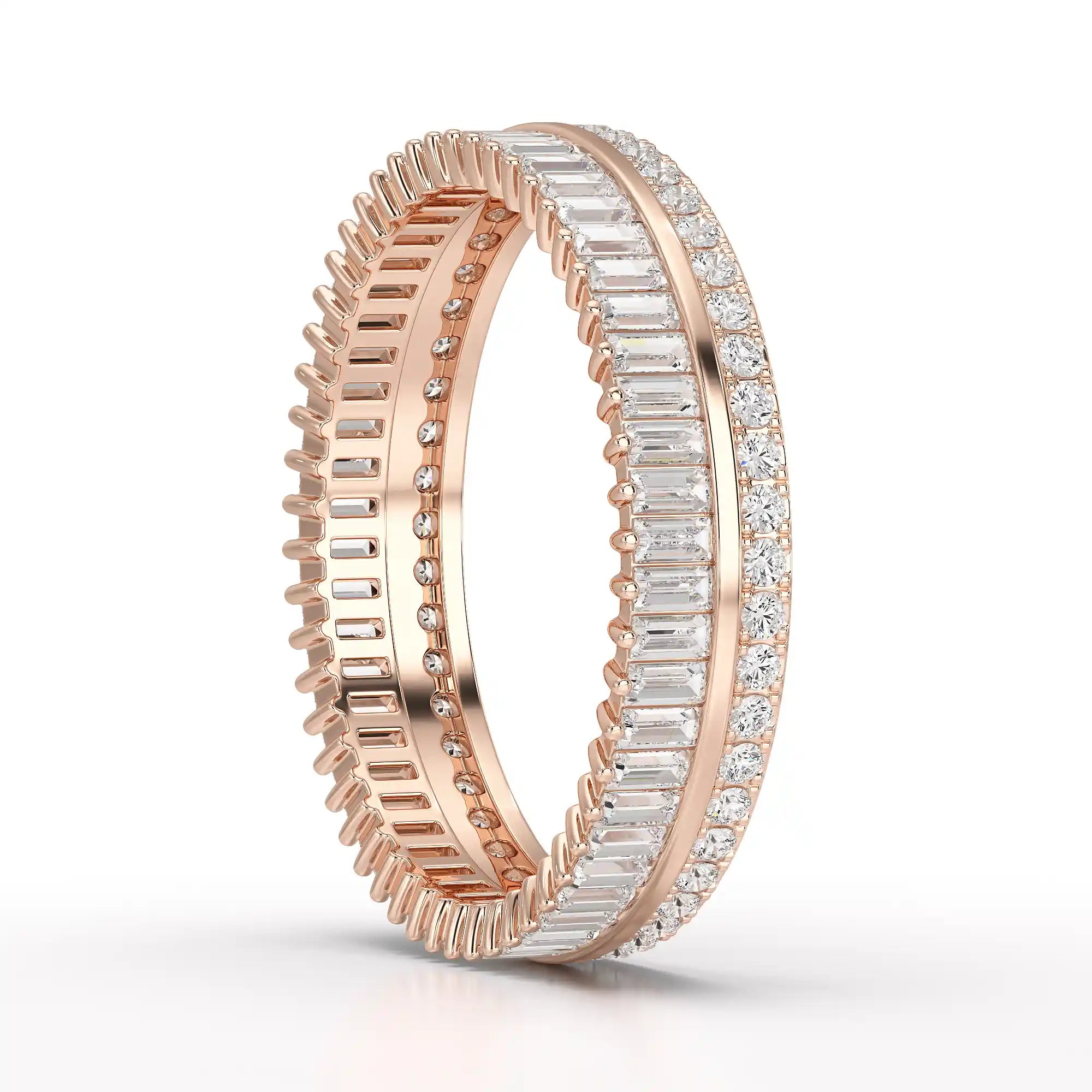 1.10 CT Baguette and Round Cut Diamond Eternity Ring