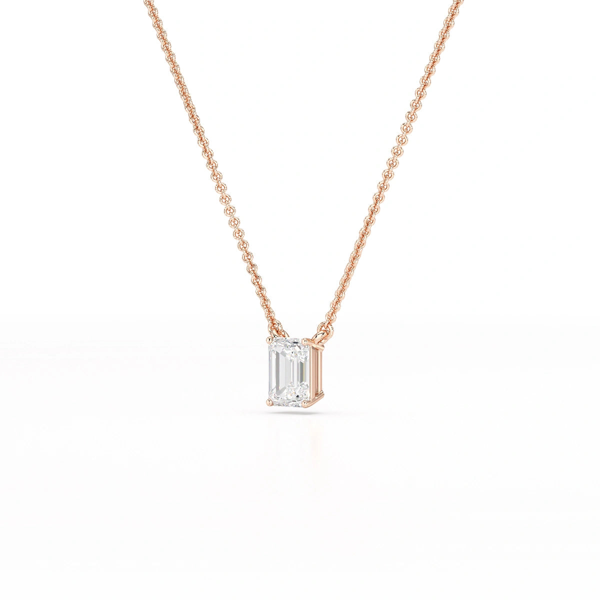 1 CT Emerald Cut Lab Grown Diamond Solitaire Pendant