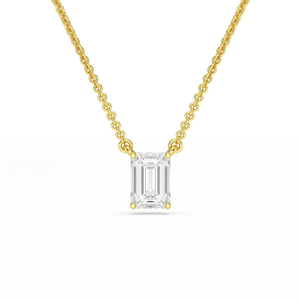 1 CT Emerald Cut Lab Grown Diamond Solitaire Pendant