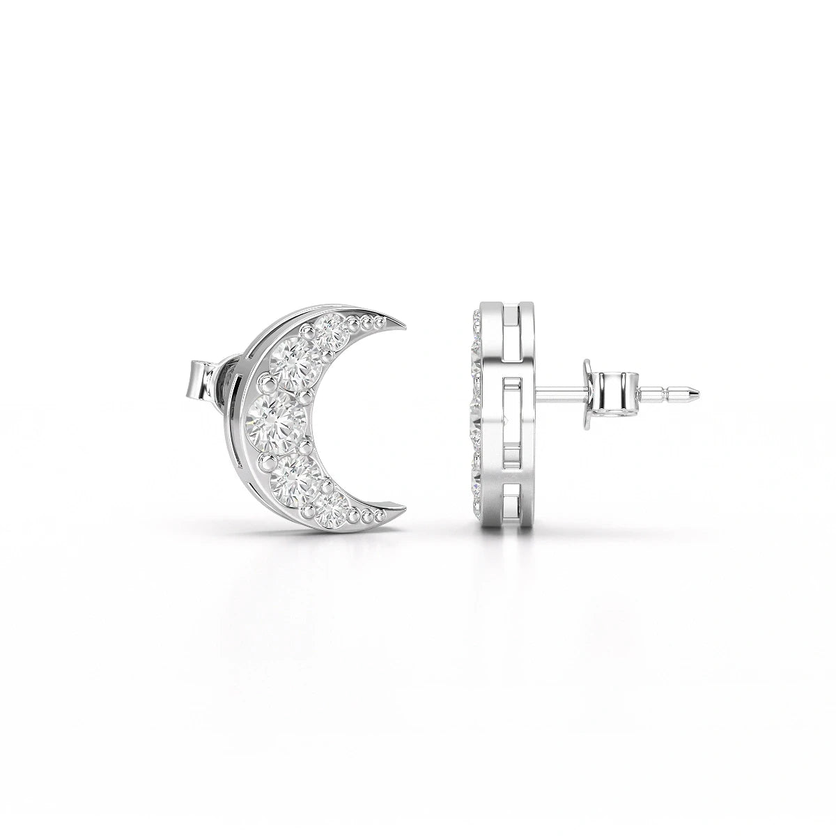 0.81 CT Lab Diamond Half Moon Earrings