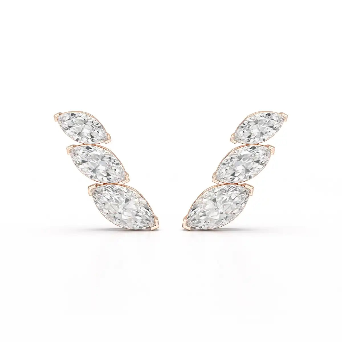 2.9 CT Trilogy Marquise Cut Lab Diamond Climber Earring