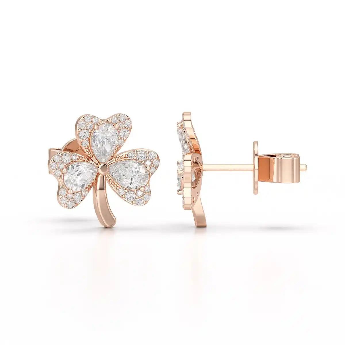1.30 CT Petal Earring with Pear and Rounds Cut Lab Diamonds