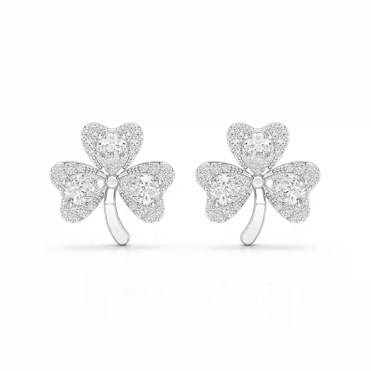 1.30 CT Petal Earring with Pear and Rounds Cut Lab Diamonds