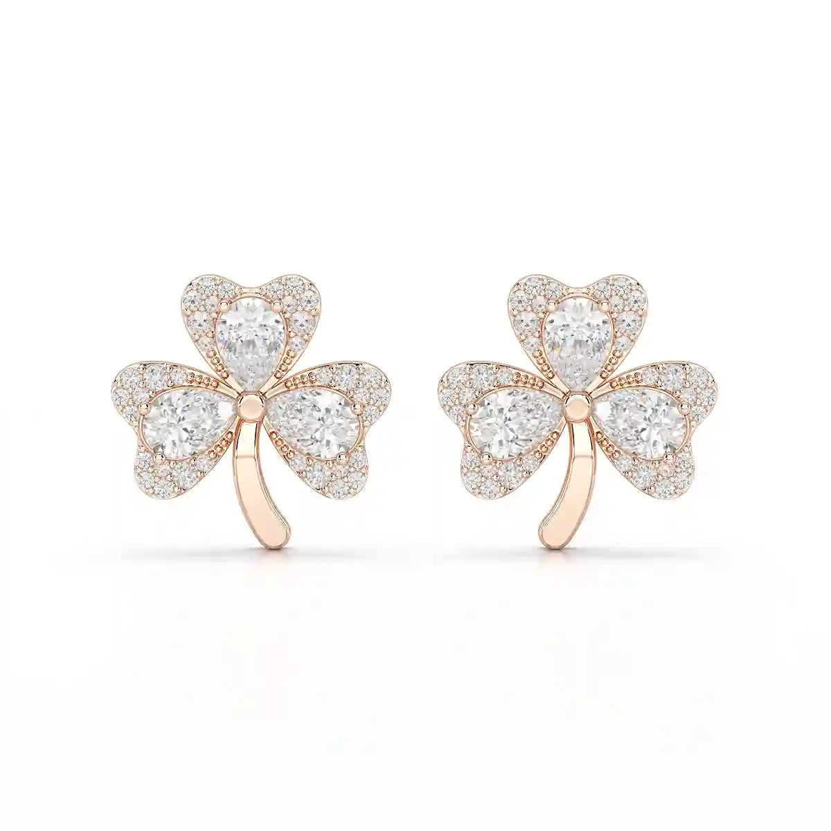 1.30 CT Petal Earring with Pear and Rounds Cut Lab Diamonds