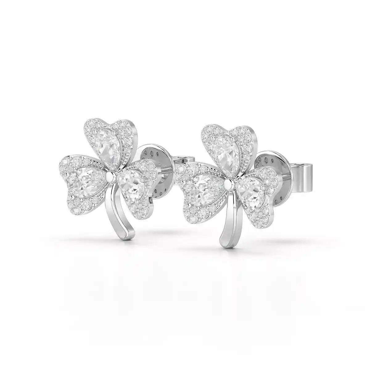 1.30 CT Petal Earring with Pear and Rounds Cut Lab Diamonds