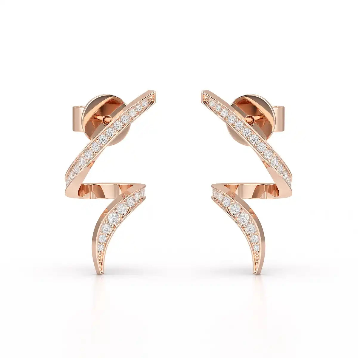 0.40 CT Spiral Earring with Round Cut Lab Diamonds