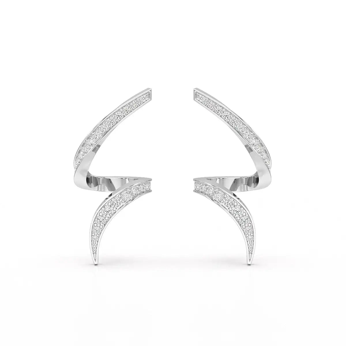 0.40 CT Spiral Earring with Round Cut Lab Diamonds