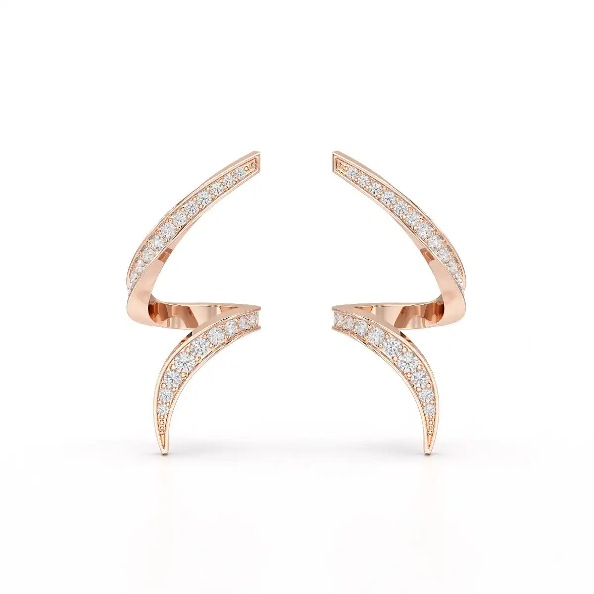 0.40 CT Spiral Earring with Round Cut Lab Diamonds