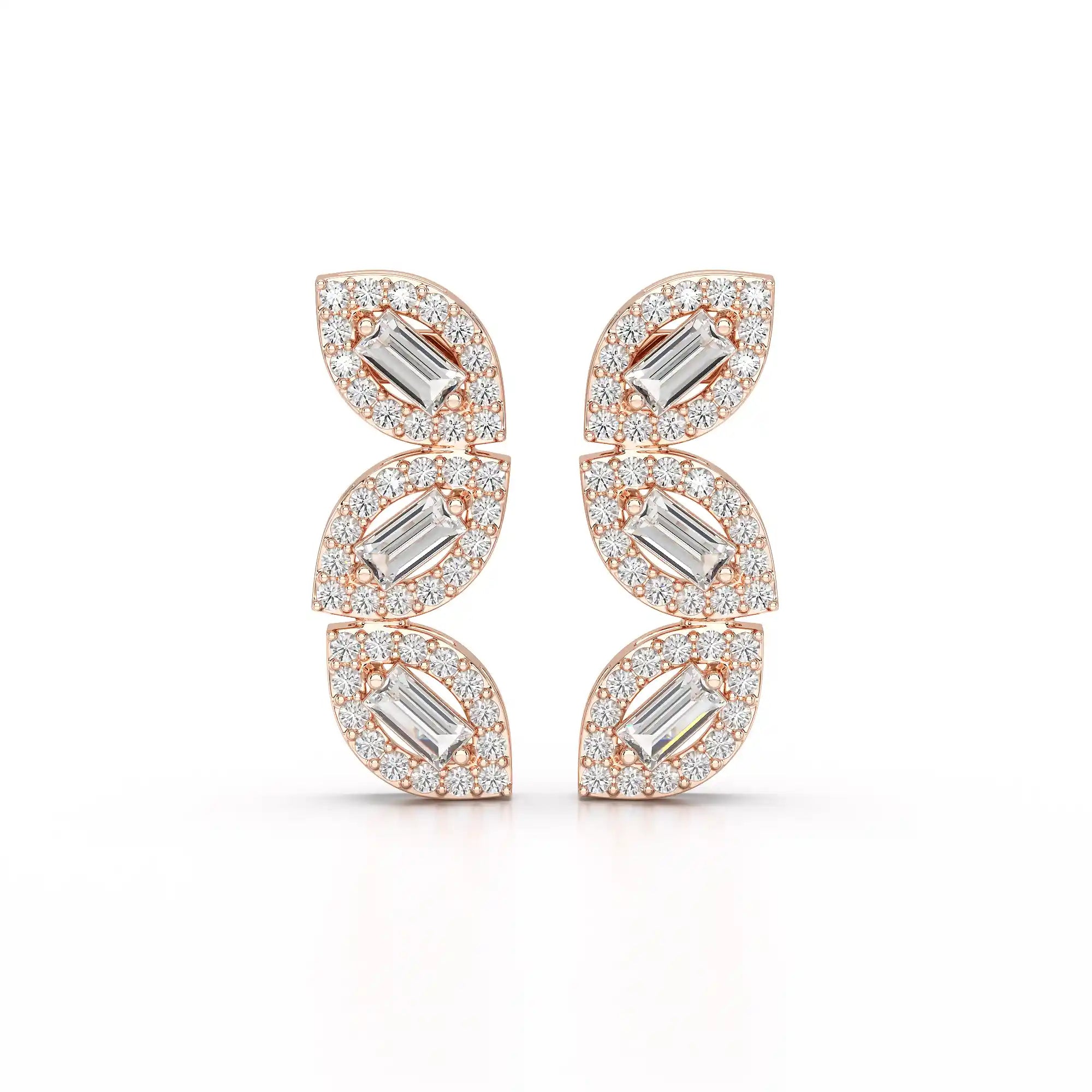 0.55 CT Baguette & Round Cut Lab Diamond Drop Earring