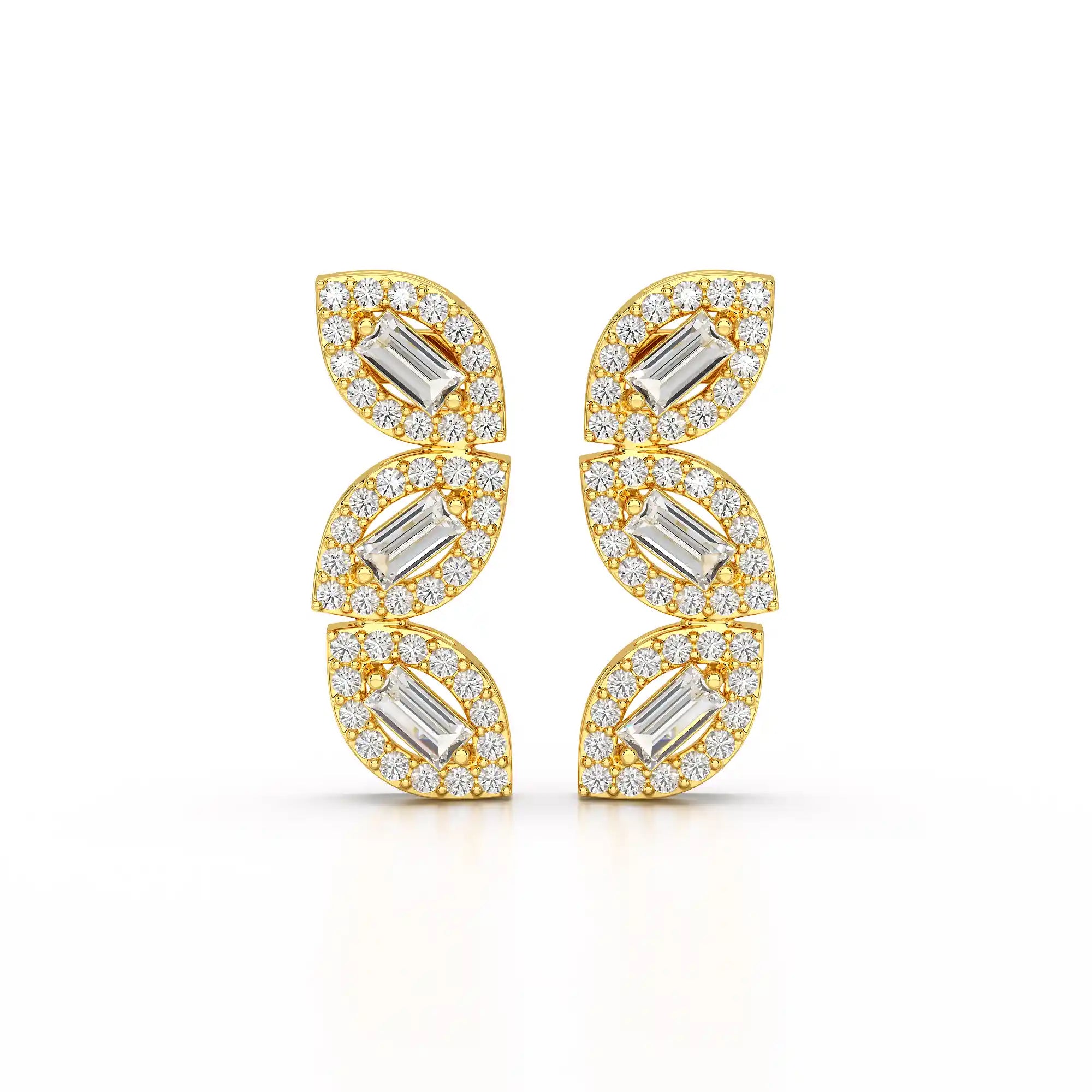 0.55 CT Baguette & Round Cut Lab Diamond Drop Earring