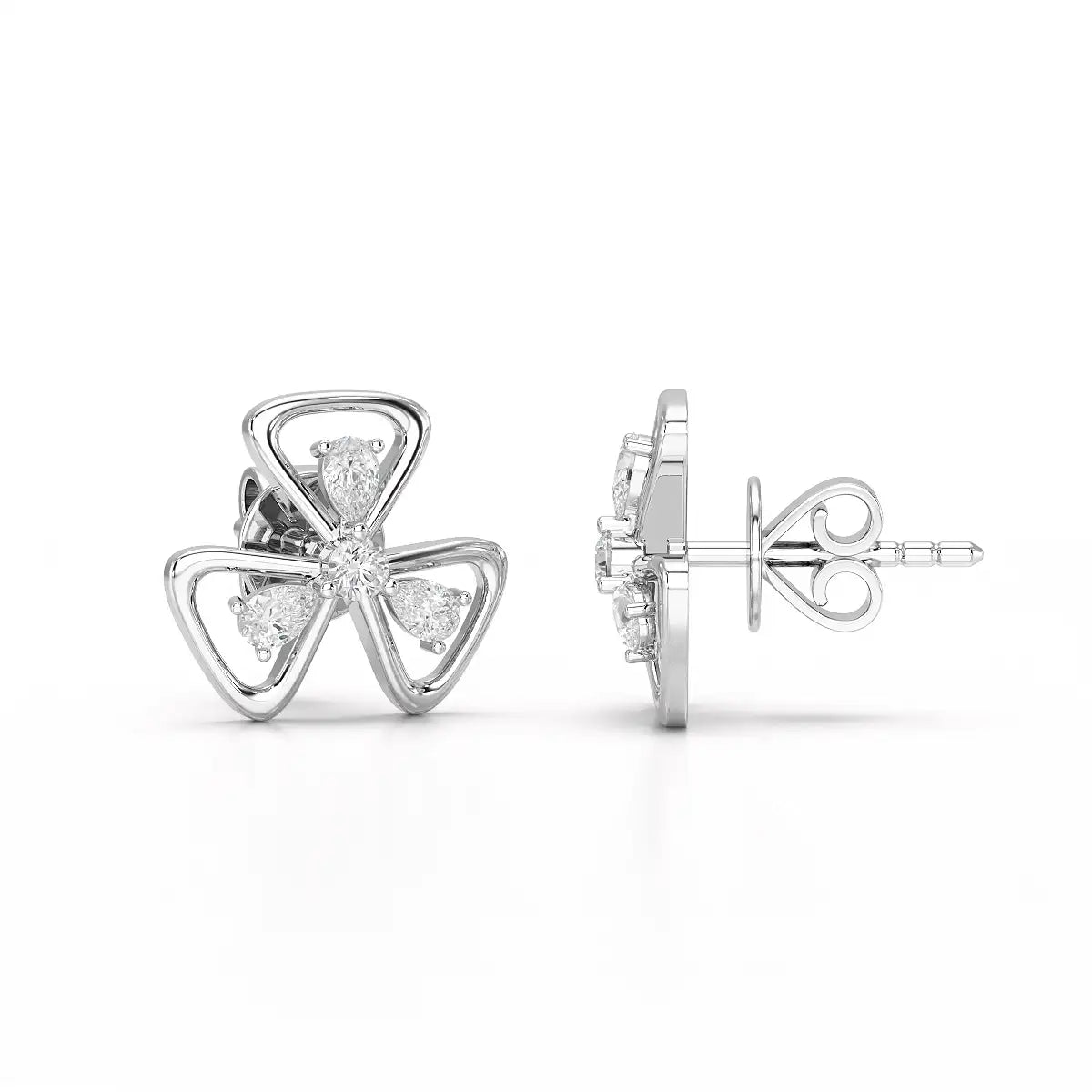 0.40 CT Lab Diamond Round Cut Petal Earring