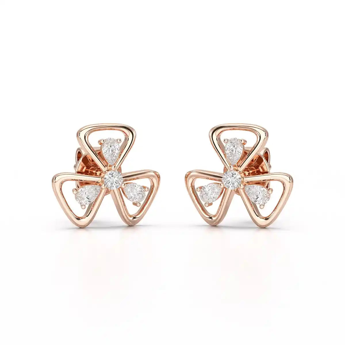 0.40 CT Lab Diamond Round Cut Petal Earring