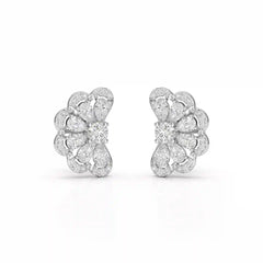 0.95 CT Flower Shape Stud Earring with Pear & Round cut Lab Diamonds