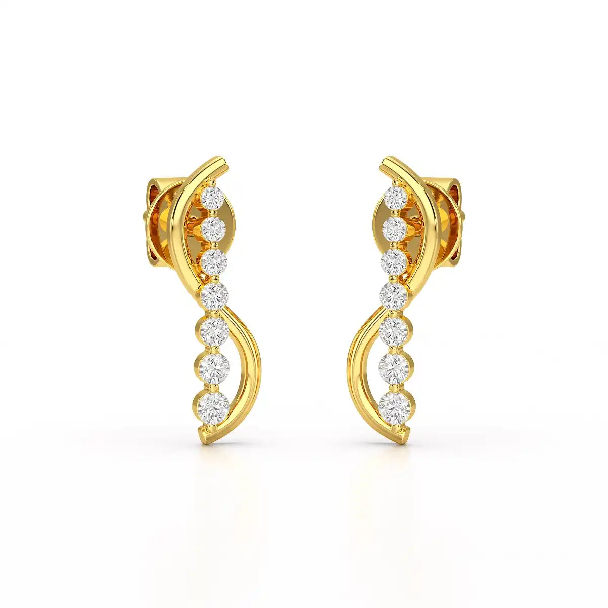 0.35 CT Swirl Lab Diamond Round Journey Earring