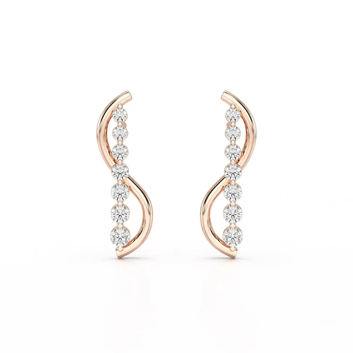 0.35 CT Swirl Lab Diamond Round Journey Earring