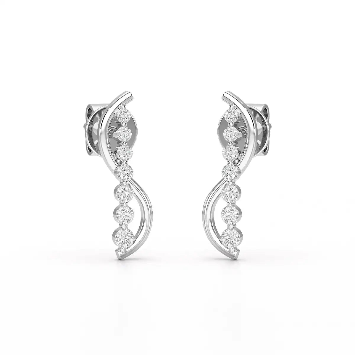 0.35 CT Swirl Lab Diamond Round Journey Earring
