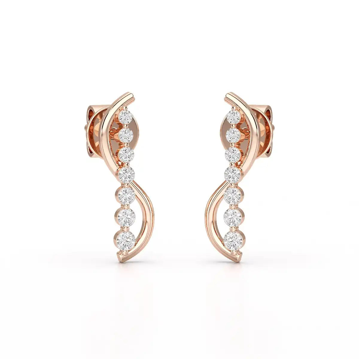 0.35 CT Swirl Lab Diamond Round Journey Earring