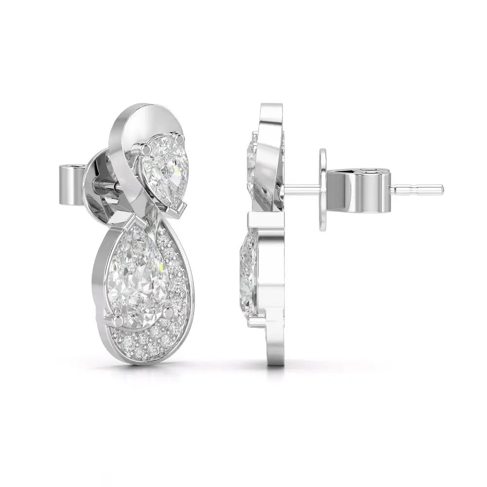 2 CT Pear and Round Cut Diamond Swirl Drop Earring Jama Jewels