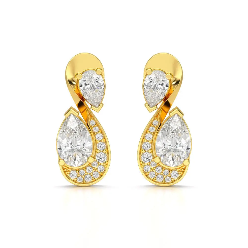 2 CT Pear and Round Cut Diamond Swirl Drop Earring Jama Jewels