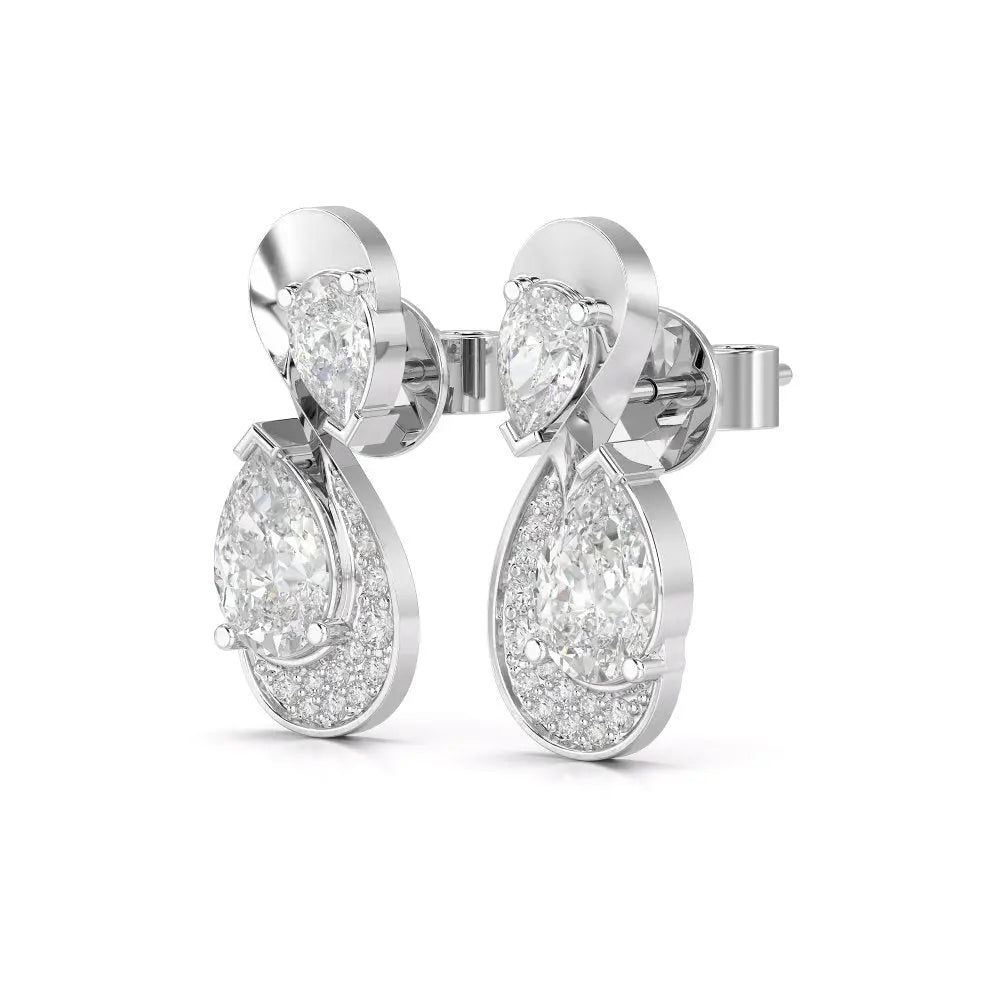2 CT Pear and Round Cut Diamond Swirl Drop Earring Jama Jewels