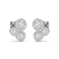 2.30 CT Trio Halo Round Cut Diamond Stud Earrings Jama Jewels