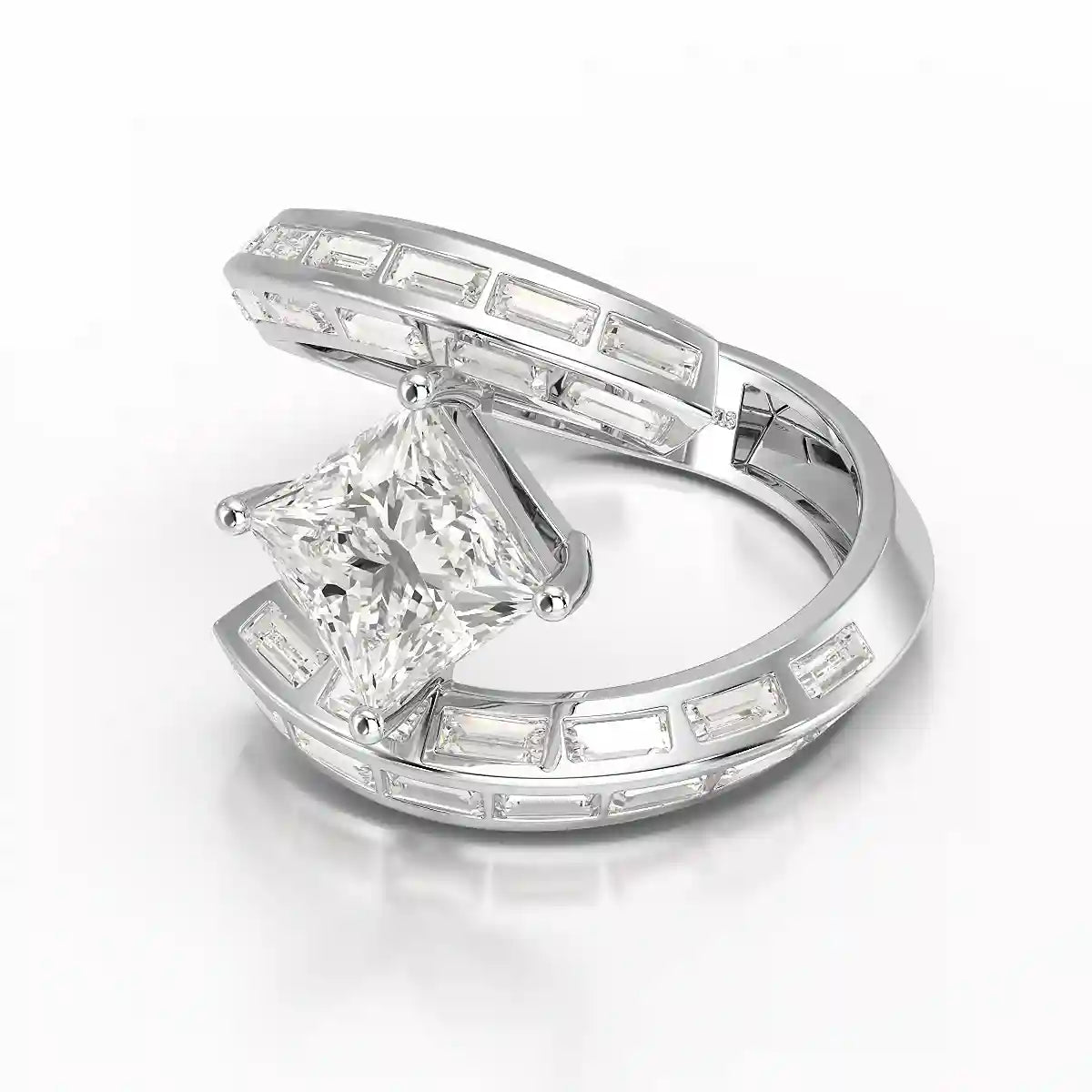 3.08 CT Princess Cut Lab Diamond Ring