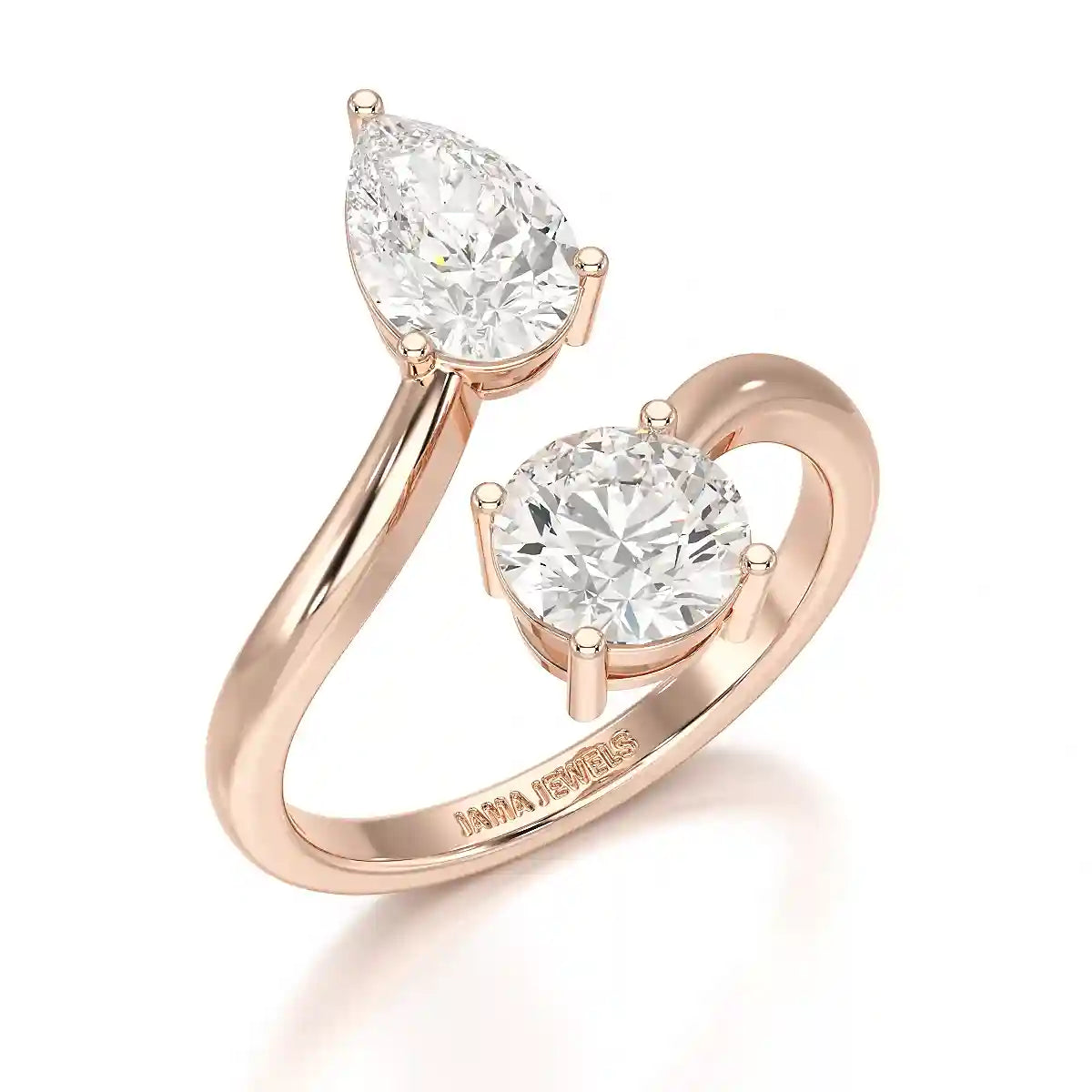 2 CT Pear and Round Cut Lab Diamond Ring