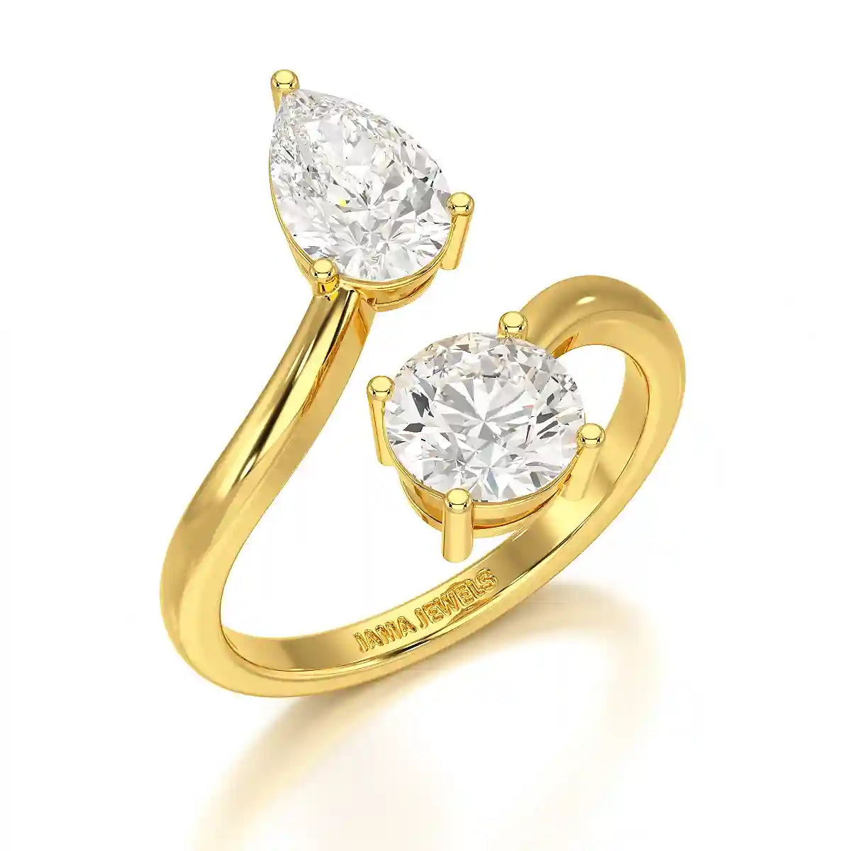 2 CT Pear and Round Cut Lab Diamond Ring