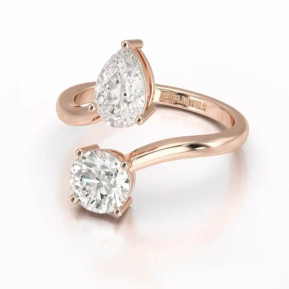 2 CT Pear and Round Cut Lab Diamond Ring