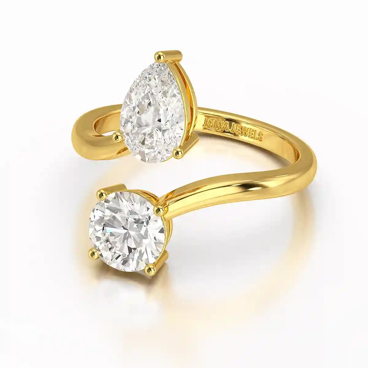 2 CT Pear and Round Cut Lab Diamond Ring