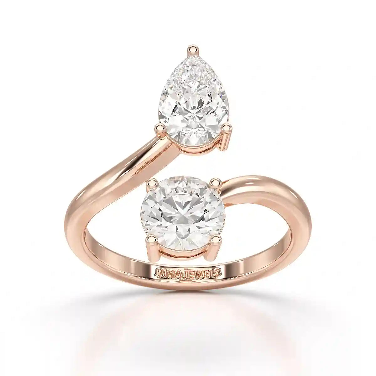 2 CT Pear and Round Cut Lab Diamond Ring