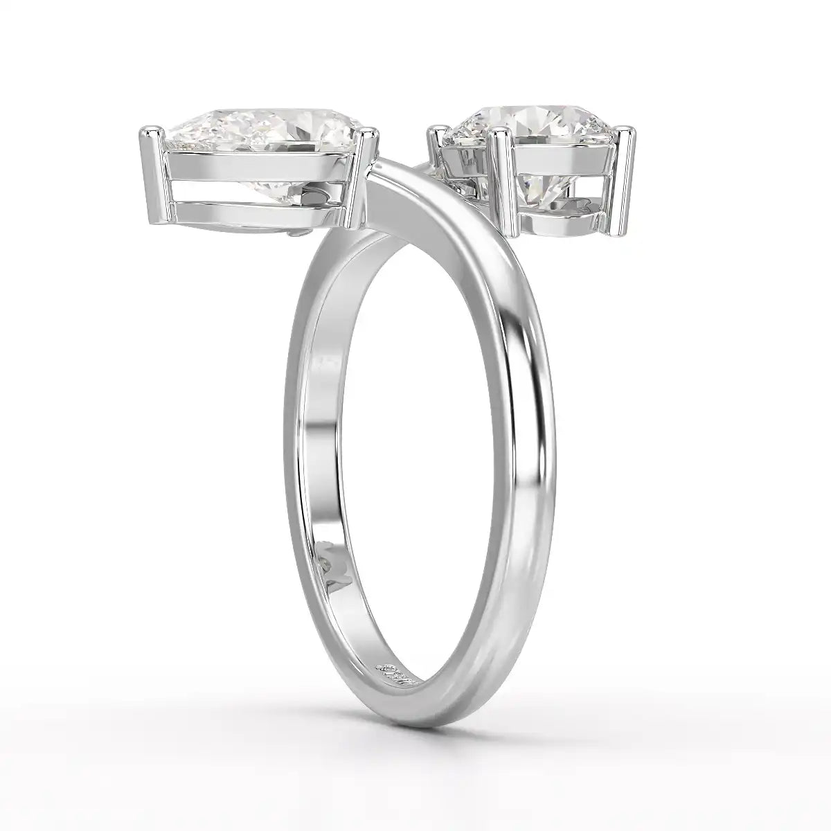 2 CT Pear and Round Cut Lab Diamond Ring