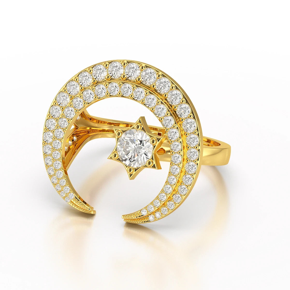 5.63 CT Crescent Moon and Star Shape Lab Diamond Ring