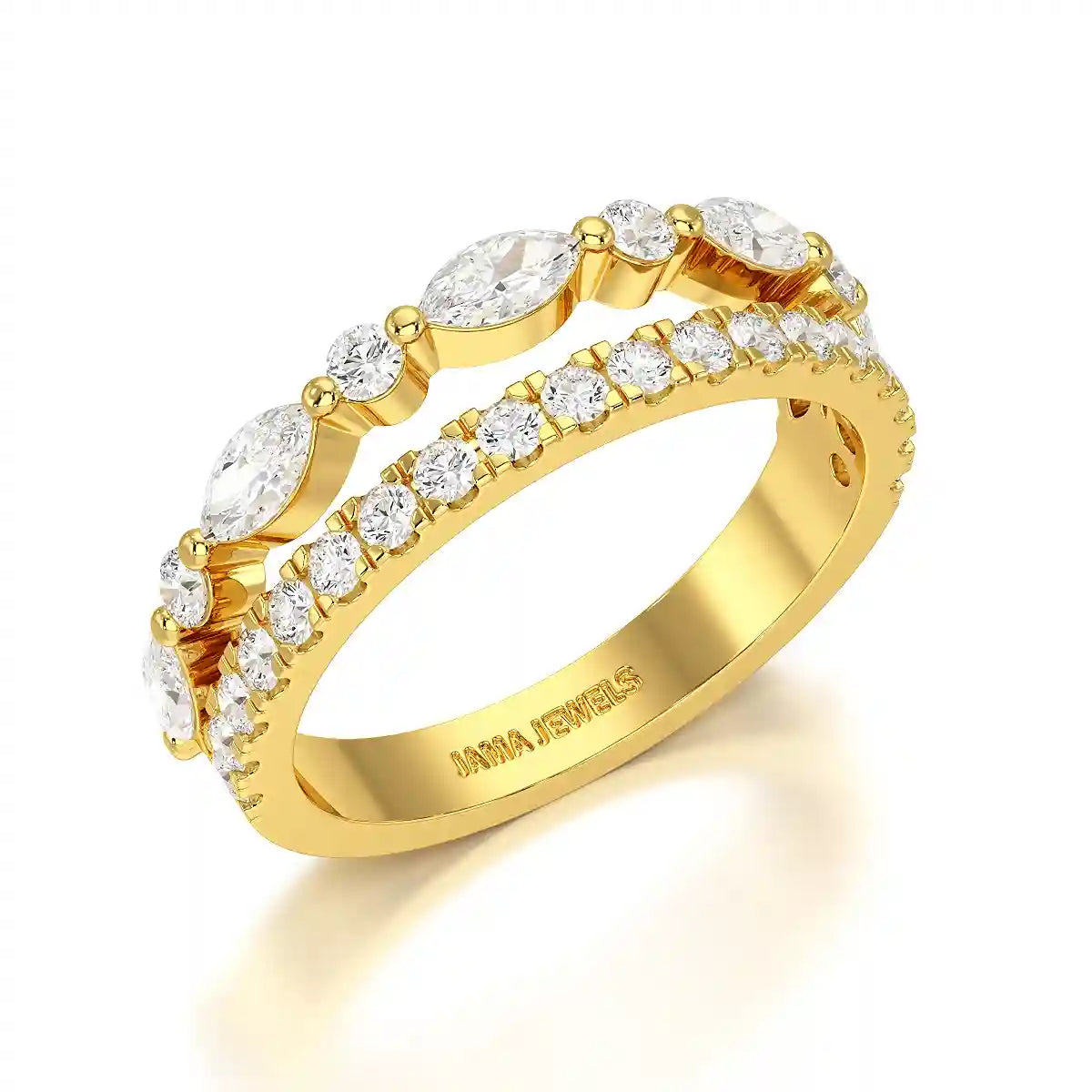 1 CT Marquise and Round Shaped Lab Diamond Ring