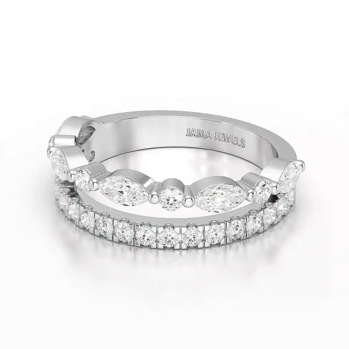 1 CT Marquise and Round Shaped Lab Diamond Ring