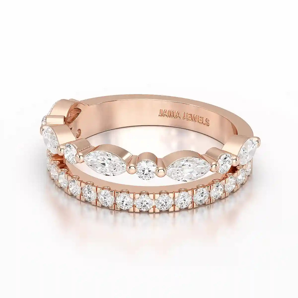 1 CT Marquise and Round Shaped Lab Diamond Ring