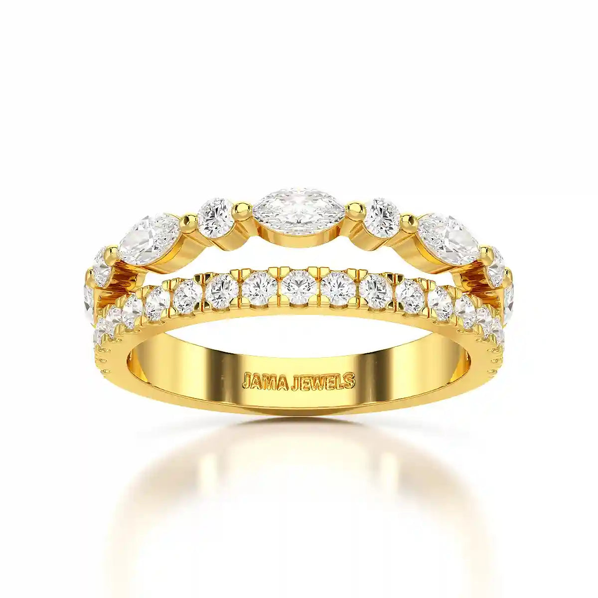 1 CT Marquise and Round Shaped Lab Diamond Ring