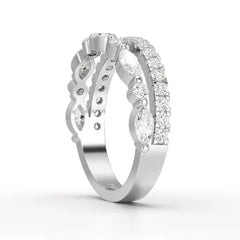 1 CT Marquise and Round Shaped Lab Diamond Ring