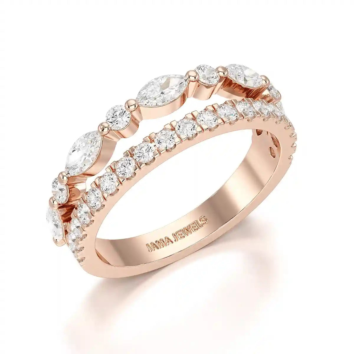 1 CT Marquise and Round Shaped Lab Diamond Ring