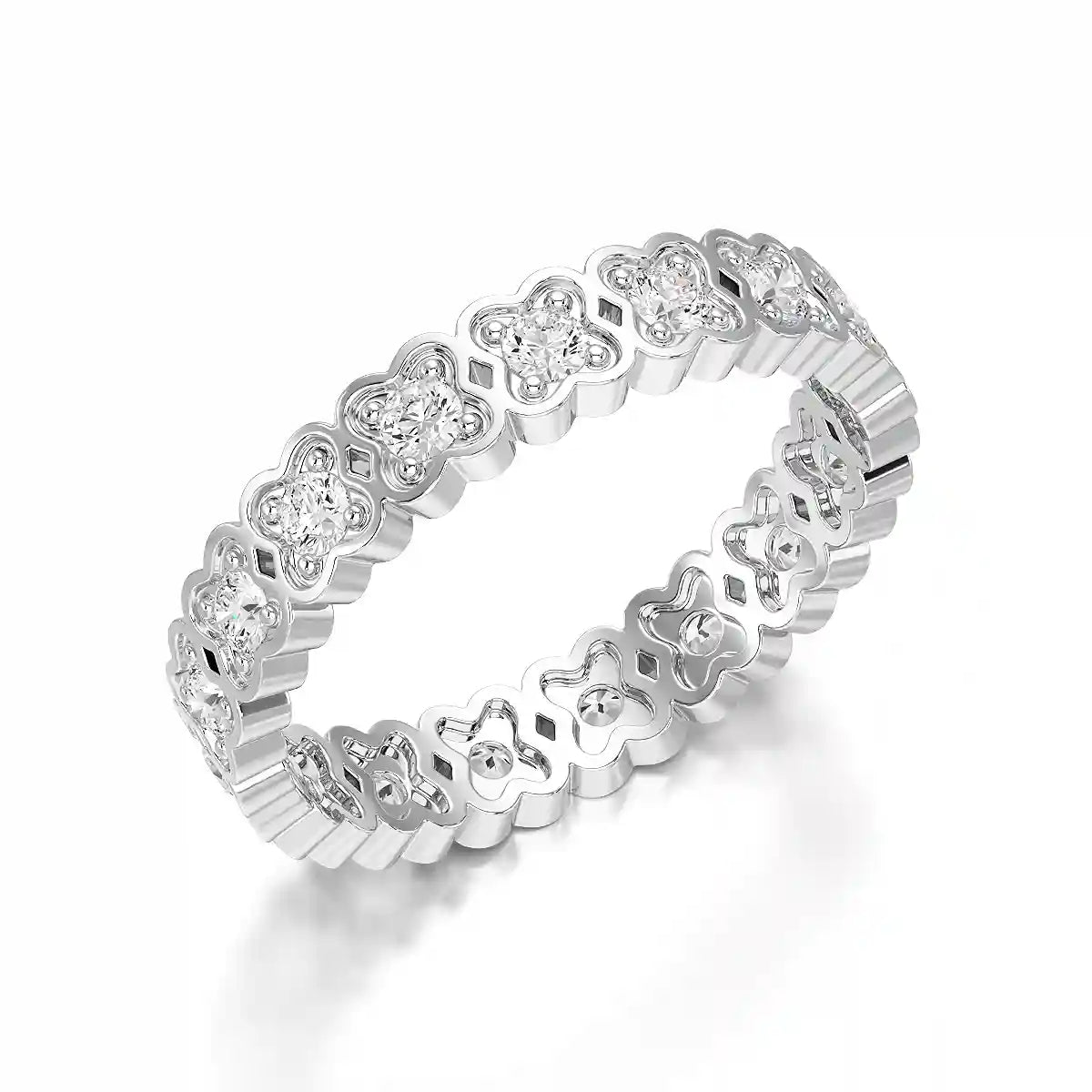 0.65 CT Flower Shape Eternity Ring with Round Cut Lab Diamonds