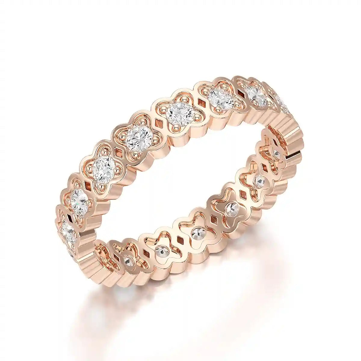 0.65 CT Flower Shape Eternity Ring with Round Cut Lab Diamonds