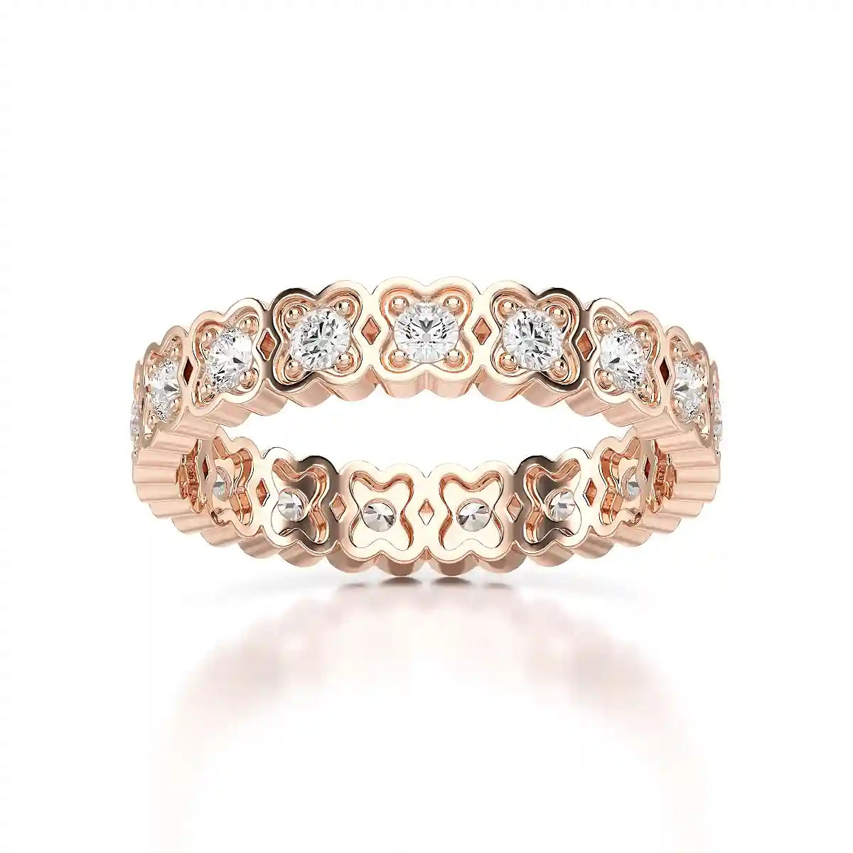 0.65 CT Flower Shape Eternity Ring with Round Cut Lab Diamonds