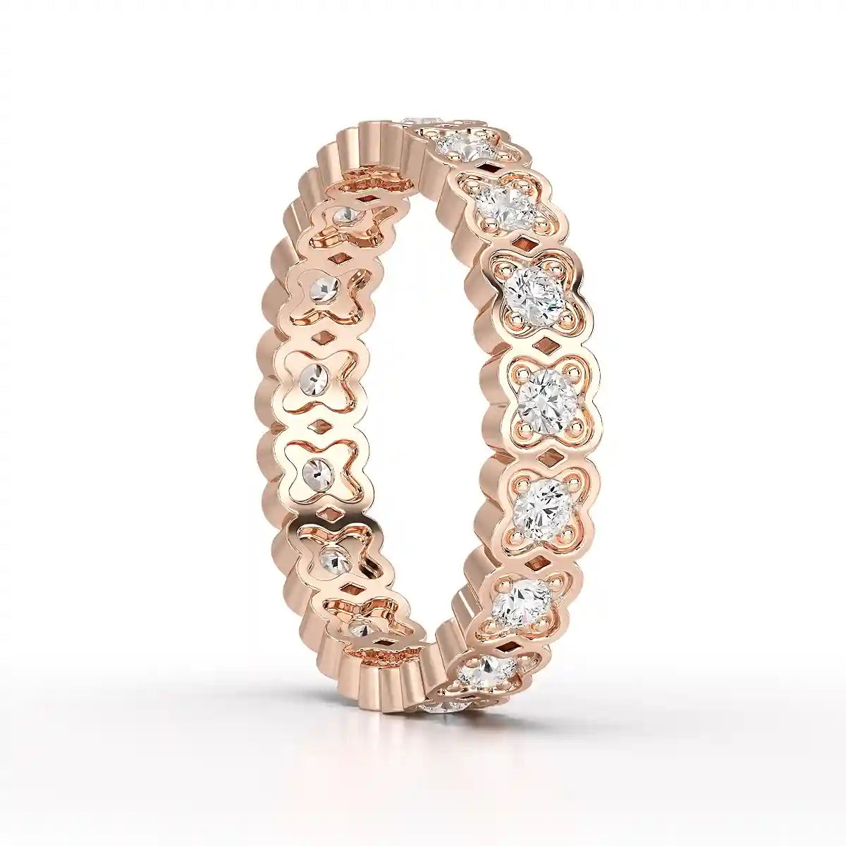 0.65 CT Flower Shape Eternity Ring with Round Cut Lab Diamonds
