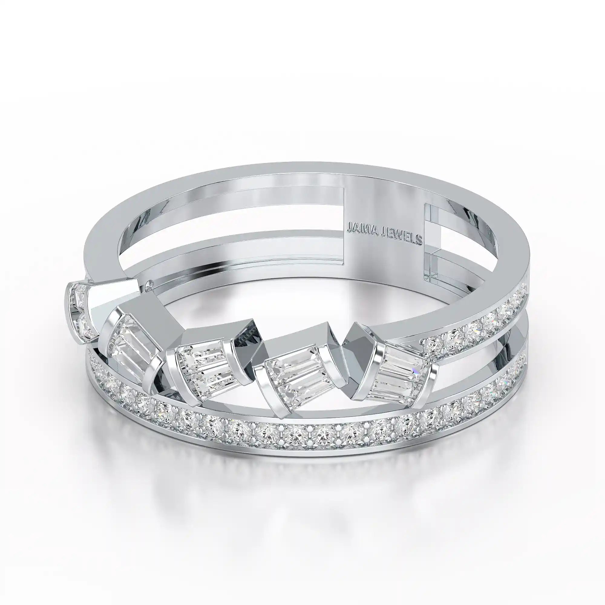 0.50 CT Two Row Ring with Round and Taper Cut Diamonds