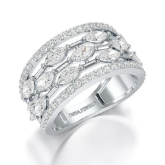 1.75 CT Five Row Ring with Marquise & Round Diamonds