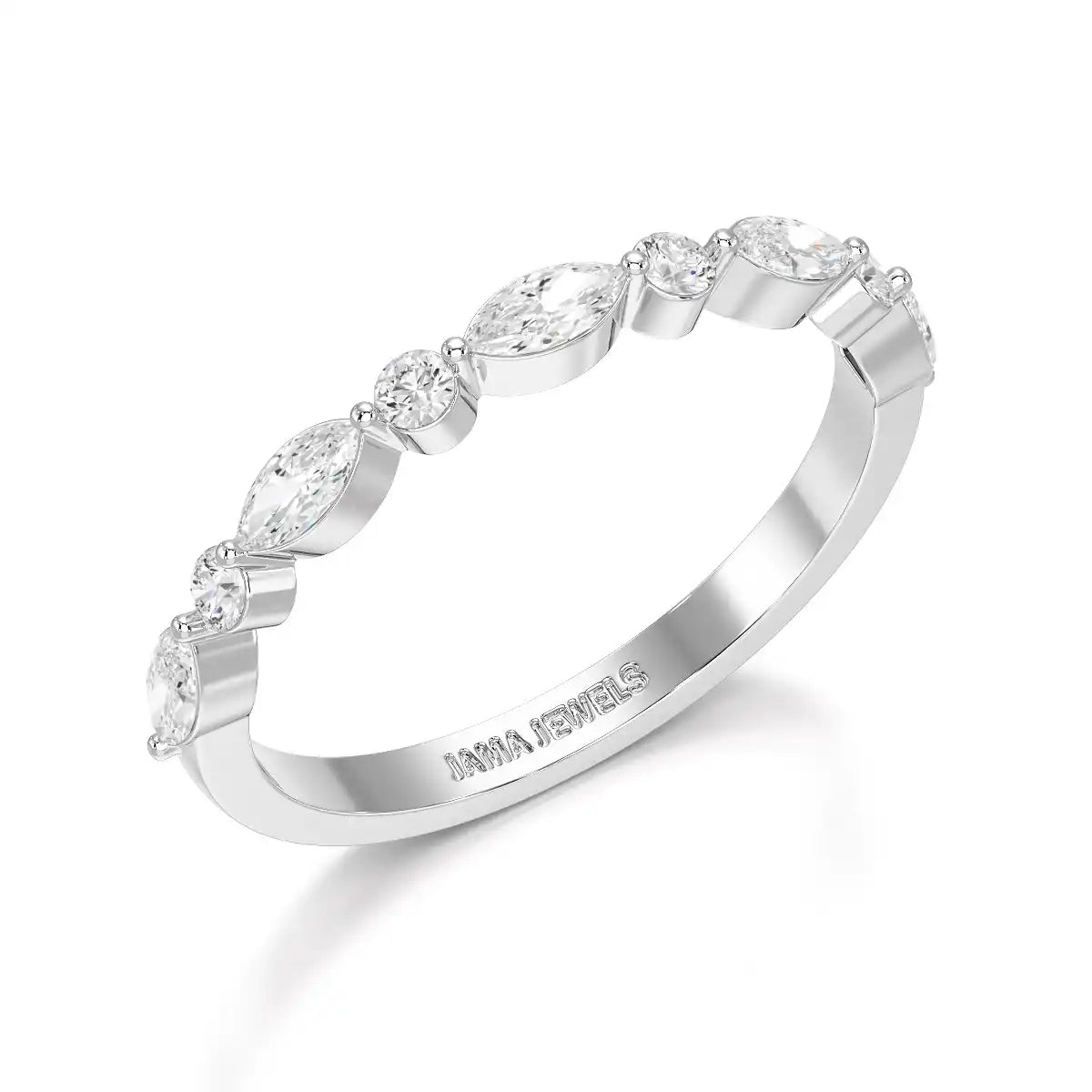 0.45 CT Half Eternity Ring with Marquise & Round Cut Lab Diamonds