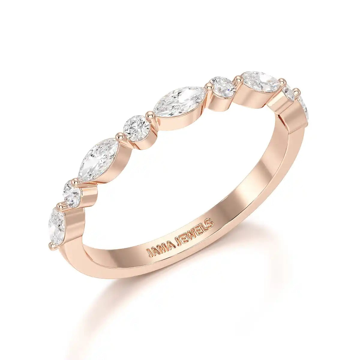 0.45 CT Half Eternity Ring with Marquise & Round Cut Lab Diamonds
